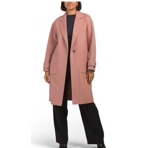 Theory Single Button Wool Cashmere Coat Dark Rose L